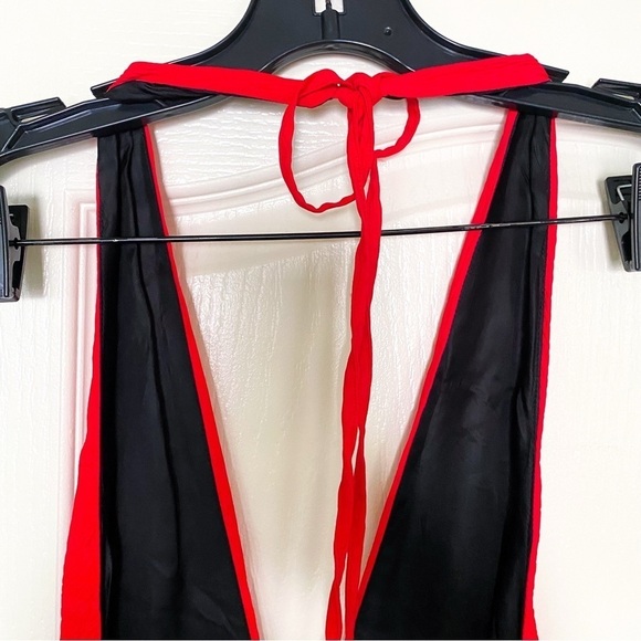 Art259Design Dress Backless Halter Slit Crinkle Midi Red S NWT - Picture 6 of 8